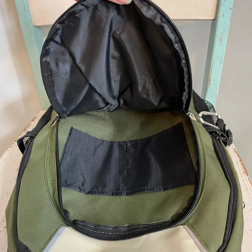 National Park Junior Ranger Kids Hiking Backpack Green Tan Compass Carabiner NWT